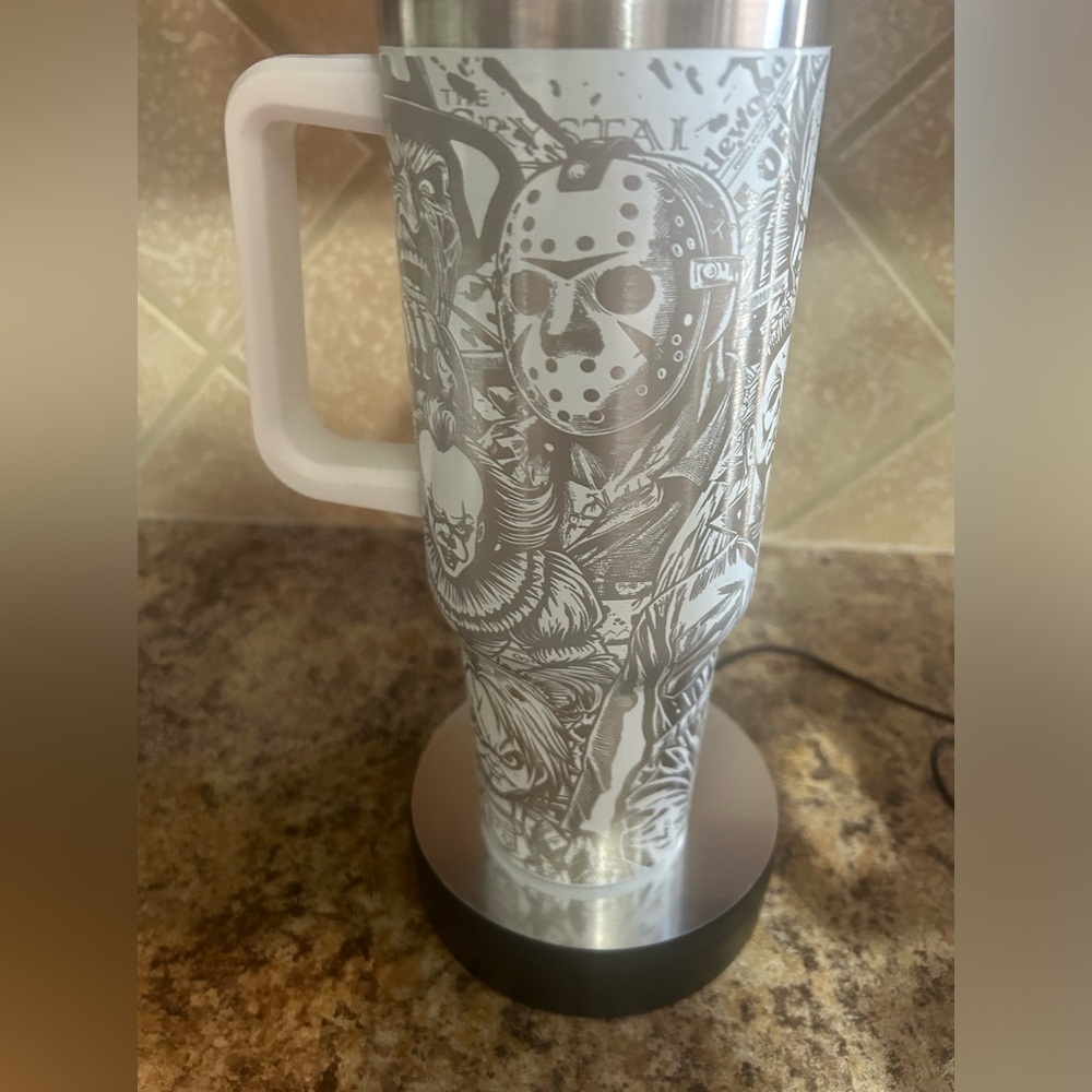 GLOW in the dark tumbler; Fully laser engraved